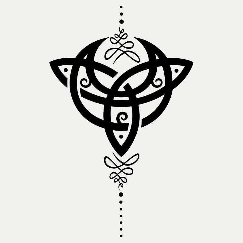 Celtic moon, crescent moon with Trinity symbol.