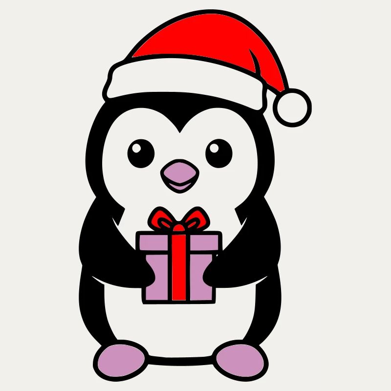 Pingouin de Noël mignon avec cadeau