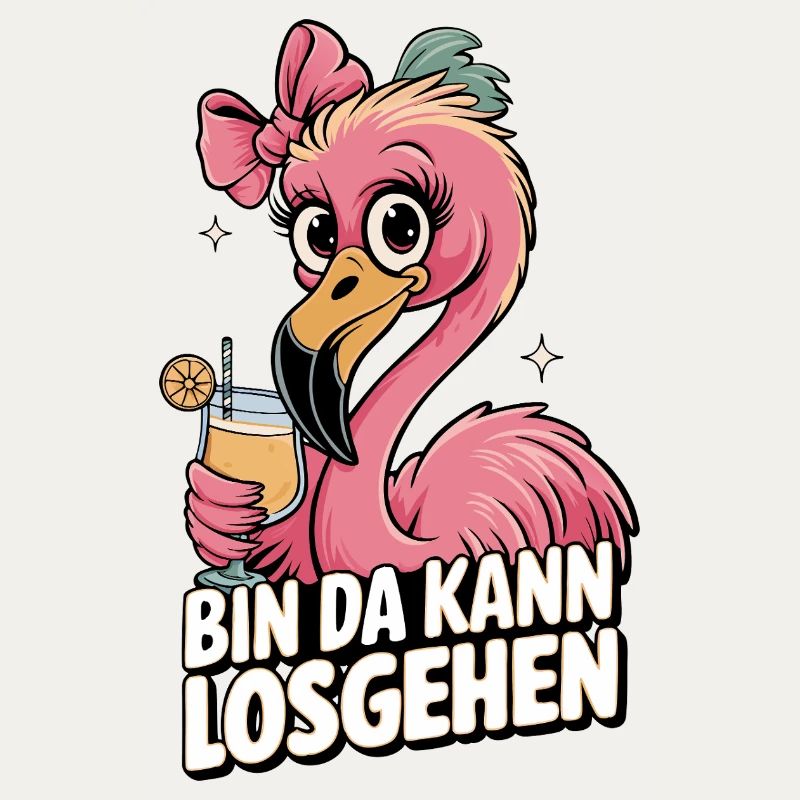 Flamingo Slogan Motif Bin da can start