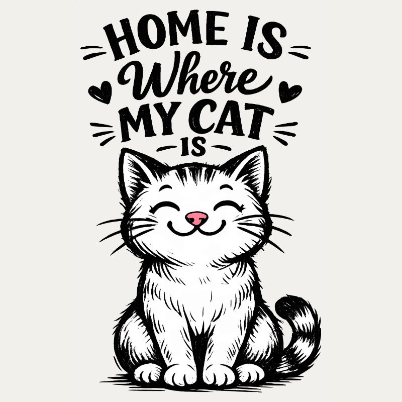 Chez moi, c’est là où est mon chat – motif de chat mignon