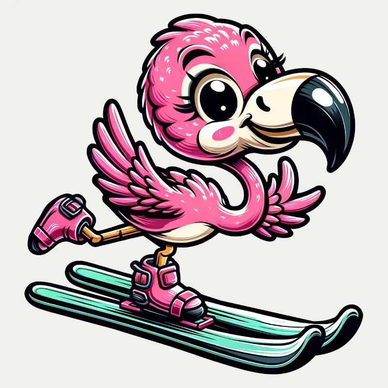 Flamingoski - Comic Skifahrer Urlaub