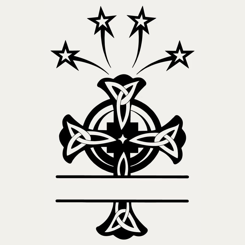 Celtic cross monogram four stars