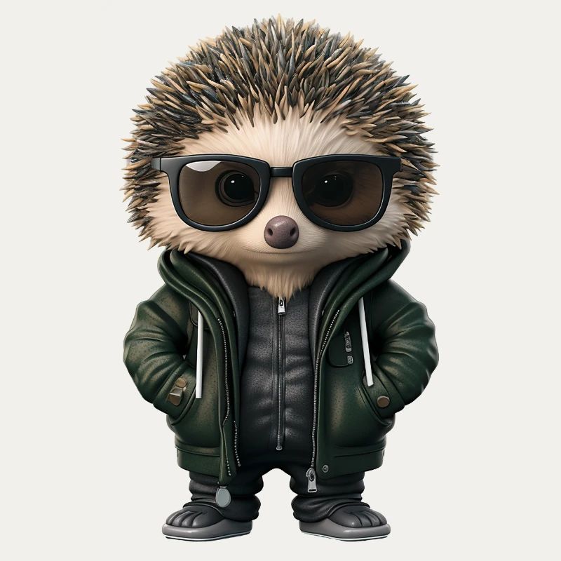 Hérisson cool avec lunettes de soleil et veste à capuche