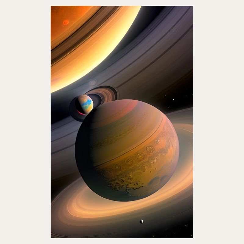 Celestial Ringed Planets Artwork