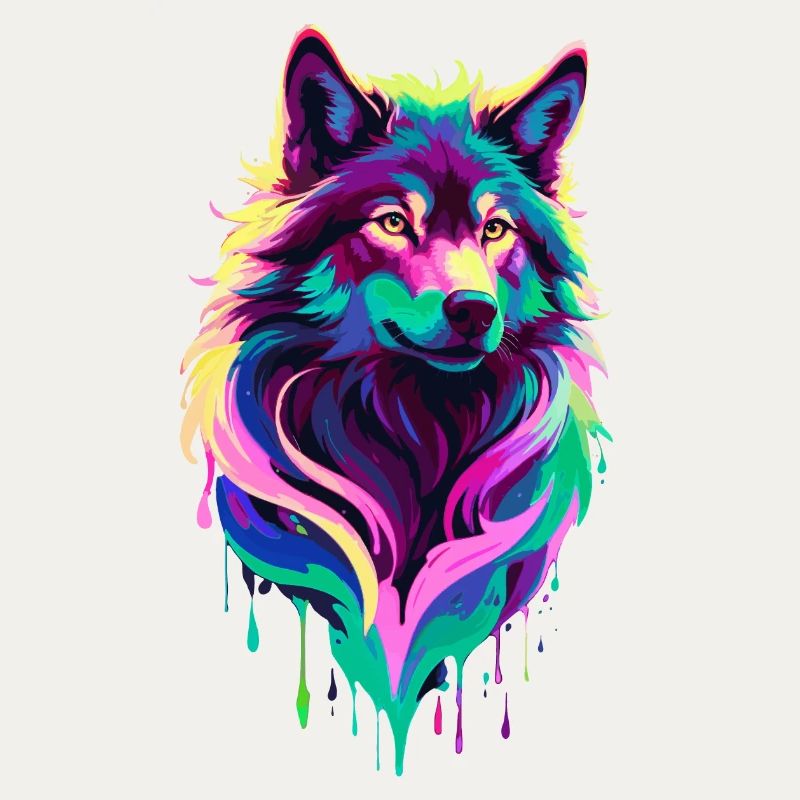 loup coloré graffiti tête de loup