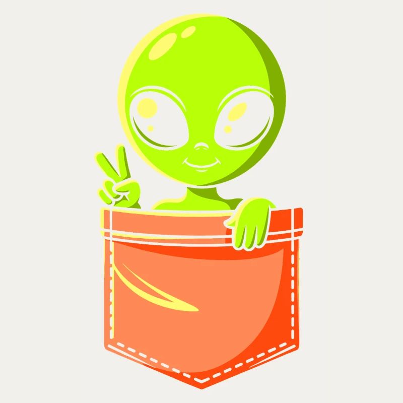 Alien vert dans la poche de poitrine - Peace