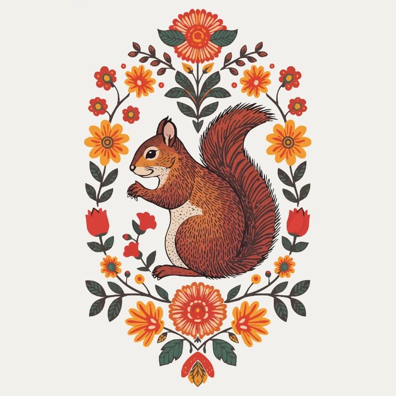 Eichhörnchen im Blütenkranz
