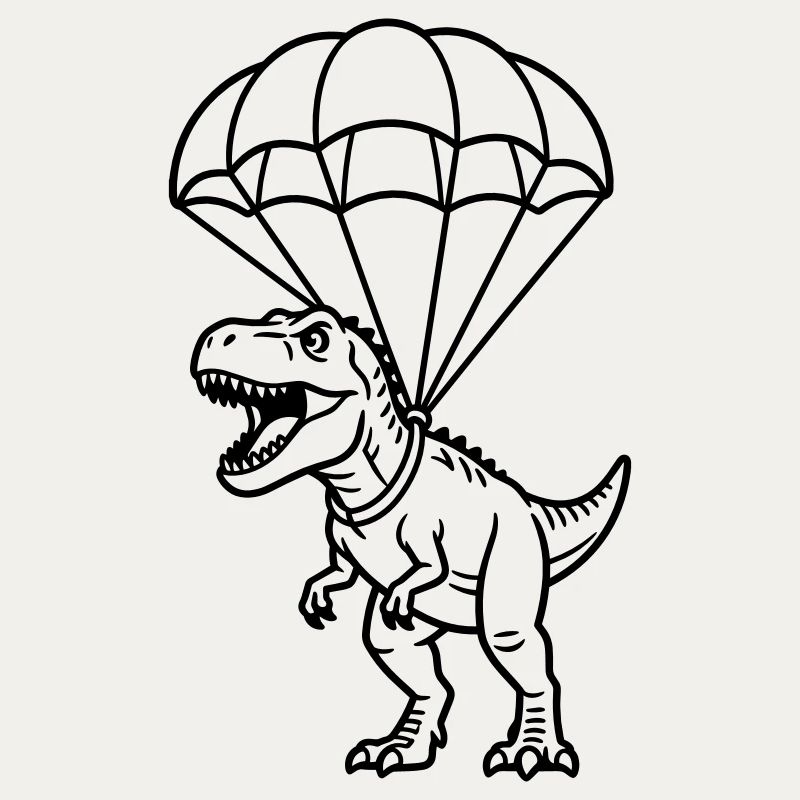 T Rex mit Fallschirm
