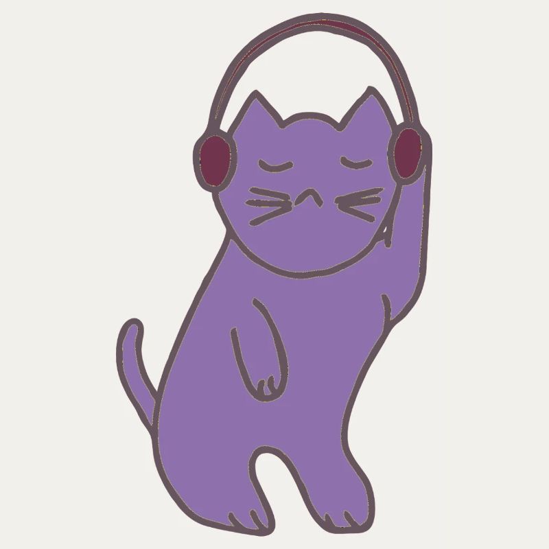 Des chats violets avec un casque