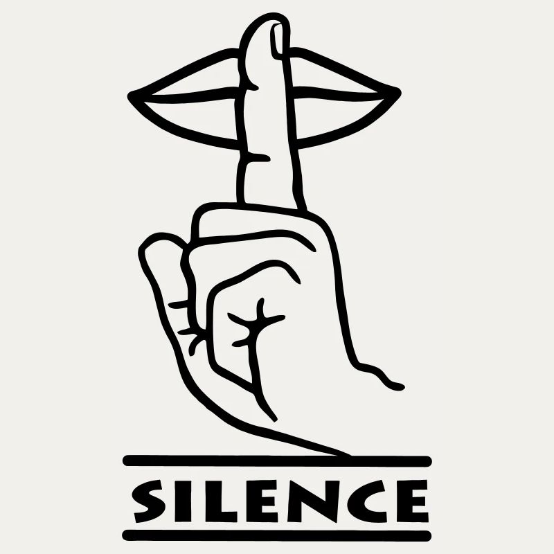 Hand with finger silence hand gesture 'SILENCE'