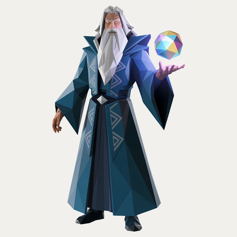 Wise Wizard - Cooles Low-Poly-Logo