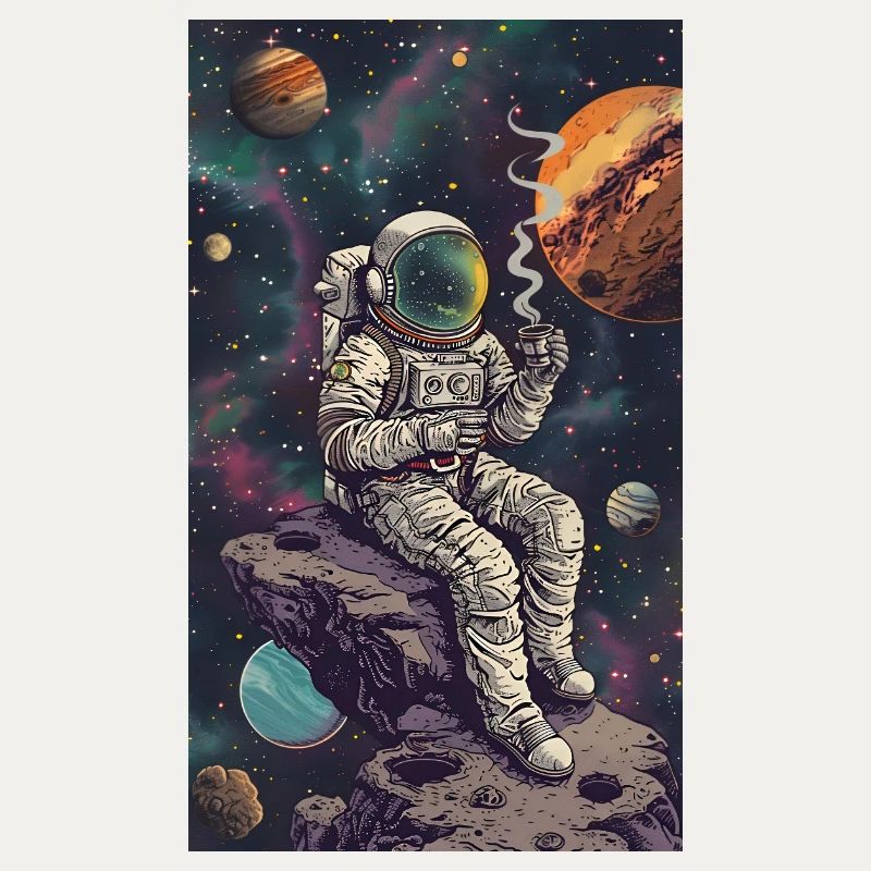 Astronaute sur un astéroïde dans l’espace