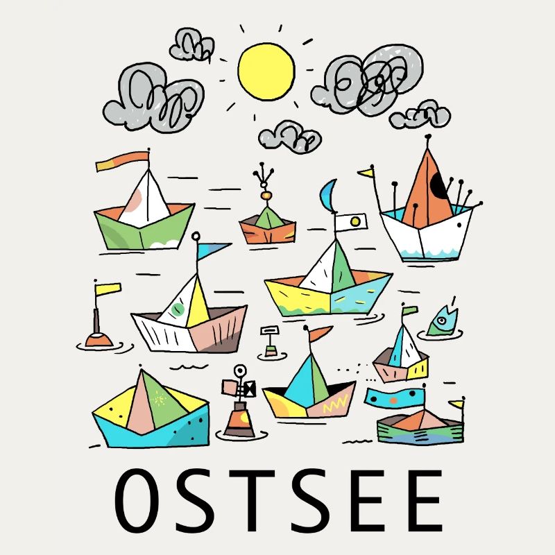 Origami-Boote im bunten Abendlicht
