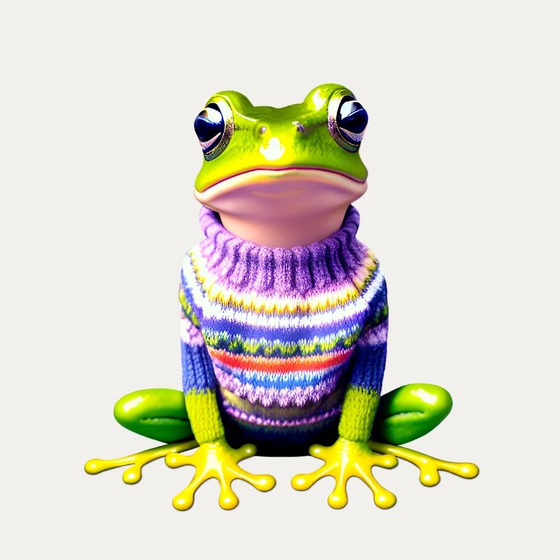 Kleiner Regenbogenfrosch mit Norweger-Pullover