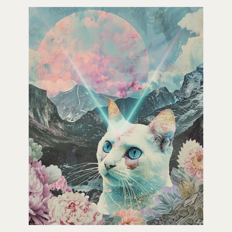 Comet cat between blooming peaks