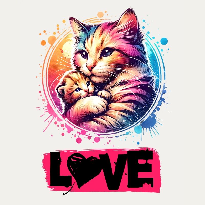 Schöne Katze mit einem Kitten - Katzen sind Liebe.