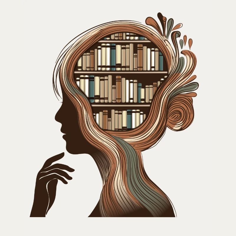 Books Head Illustration Thinking Knowledge