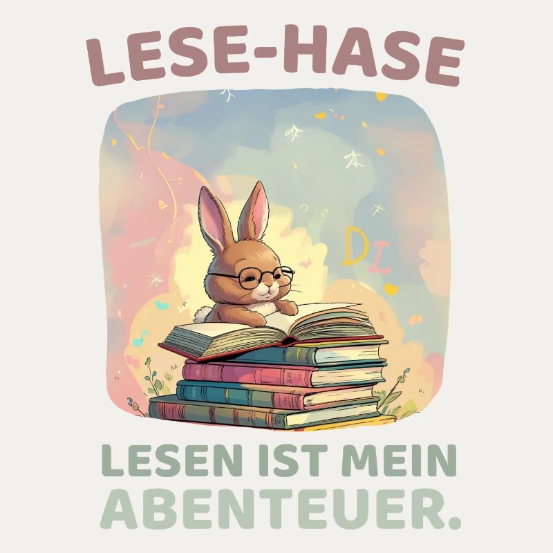 Hase beim Lesen mit Abenteuerstil