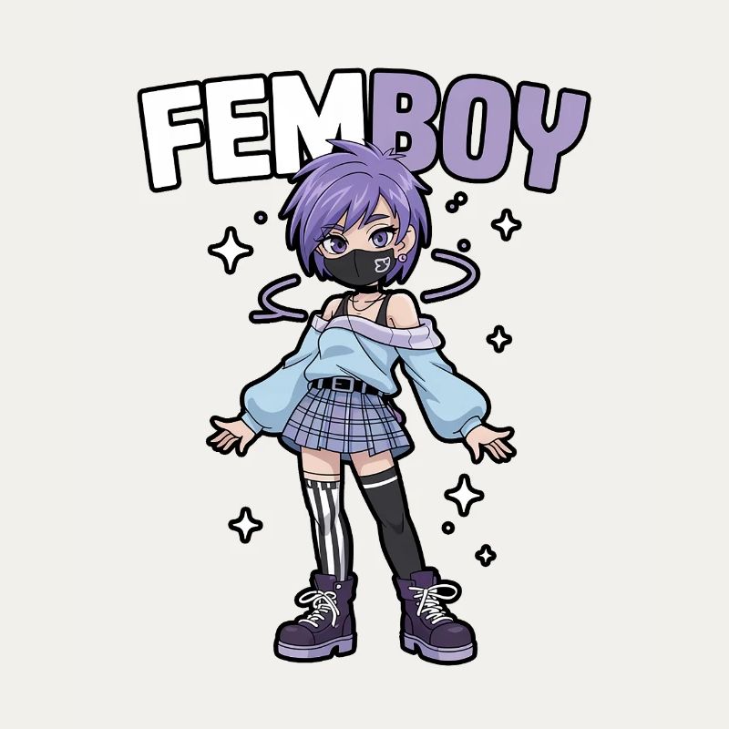 Femboy in emo look with glitter