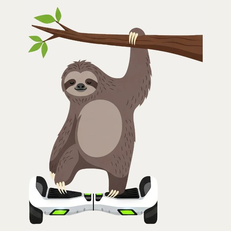 Sloth Chilling Hoverboard Cartoon Technique Same