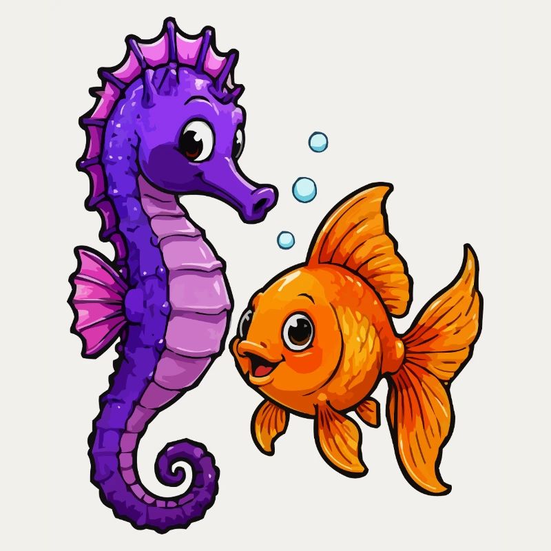 Seepferdchen trifft Goldfisch Freundschaft