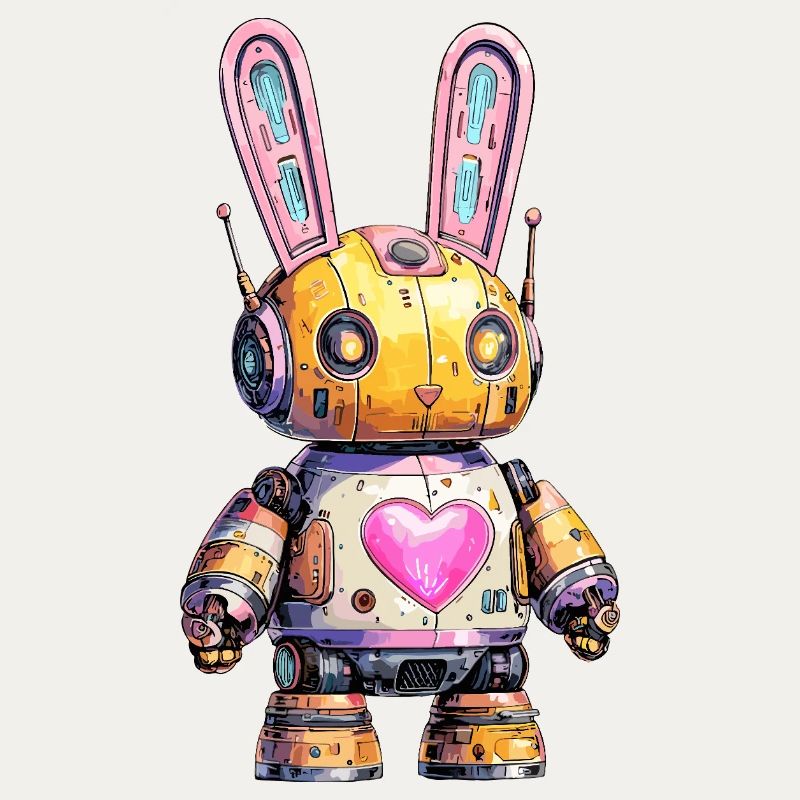 Neon robot bunny