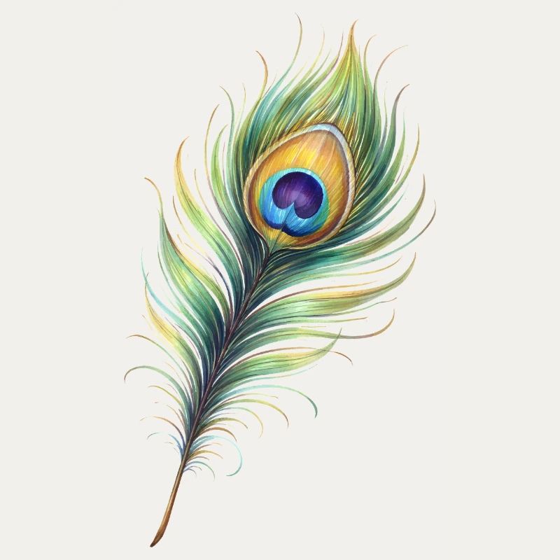 Peacock Feather Illustration Gradient Elegant