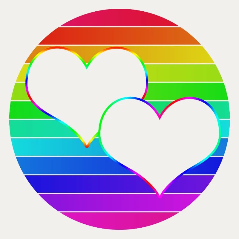 Rainbow 2 cœurs entrelacés