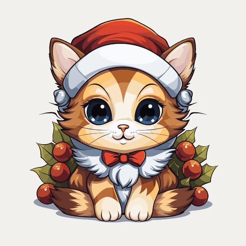 Design de Noël de chat - Style Kawaii