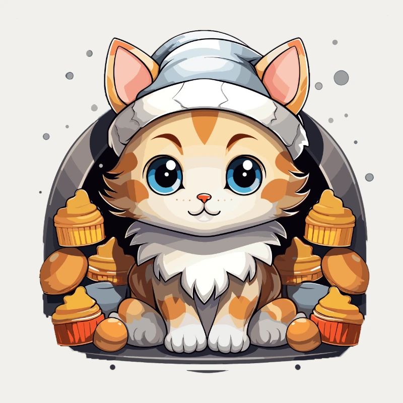Design de Noël de chat - Style Kawaii