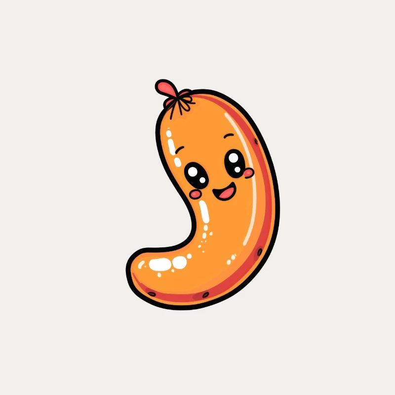 Saucisse rieuse en forme de U dans le style dessin animé