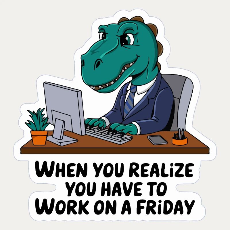 Dinosaur in the office - work after hours on Friday