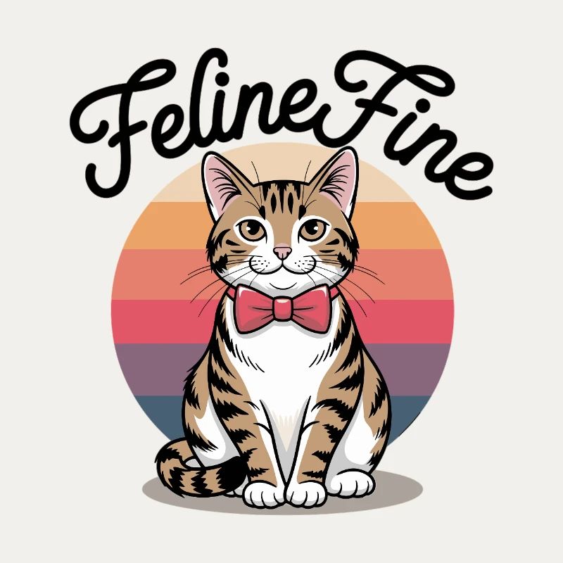 Feline Fine – Retro Sunset Cat
