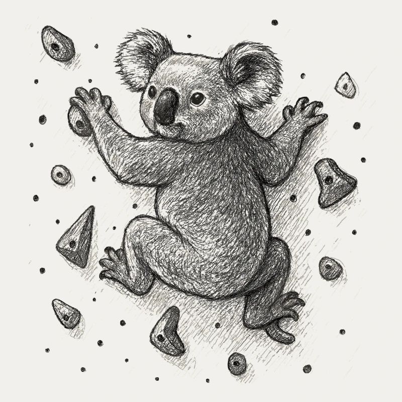 Bouldering Koala Bear Climbing Drawing Gift