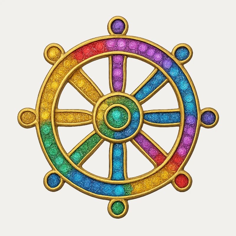 Dharma Roue Bouddhisme Octuple Sentier Glitter