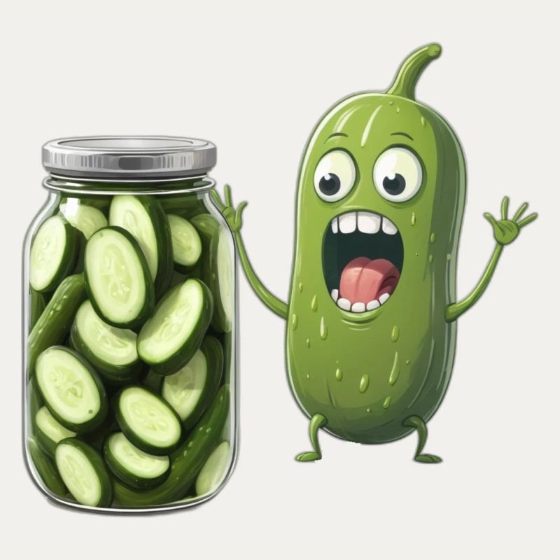 Cornichon réagissant à un pot de cornichons - Amateurs de cornichons