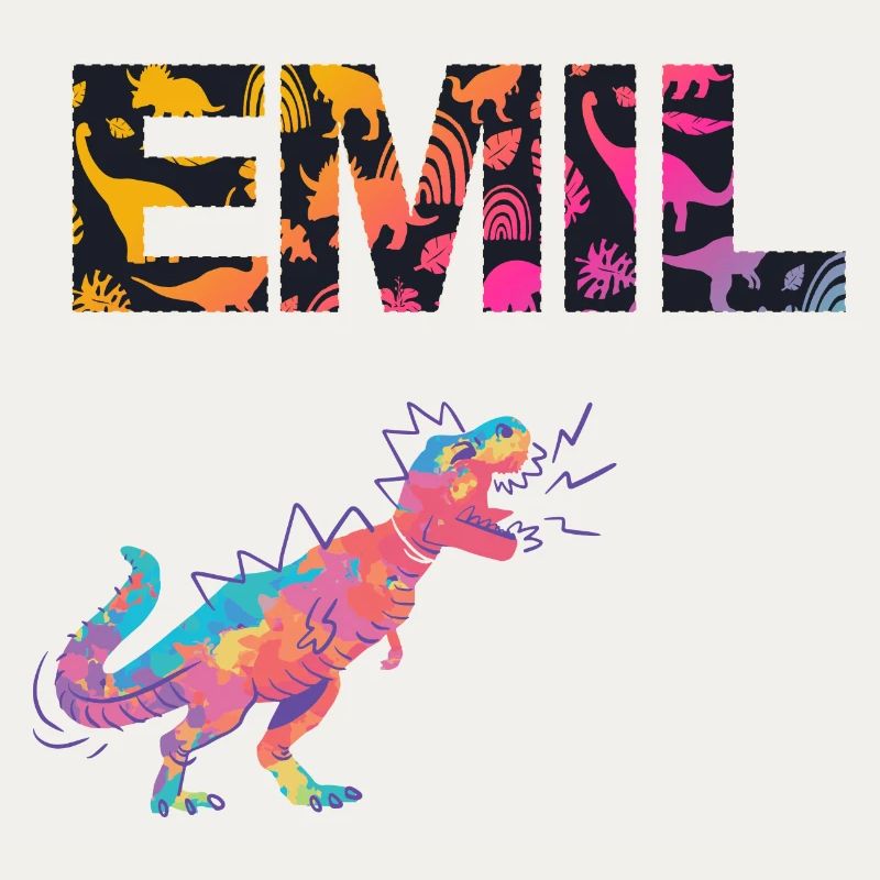 EMIL - Beautiful boy name with dinosaur