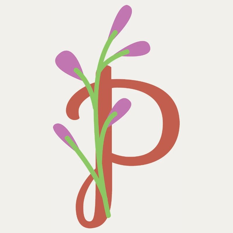 Eleganter Buchstabe 'P' mit Blumen