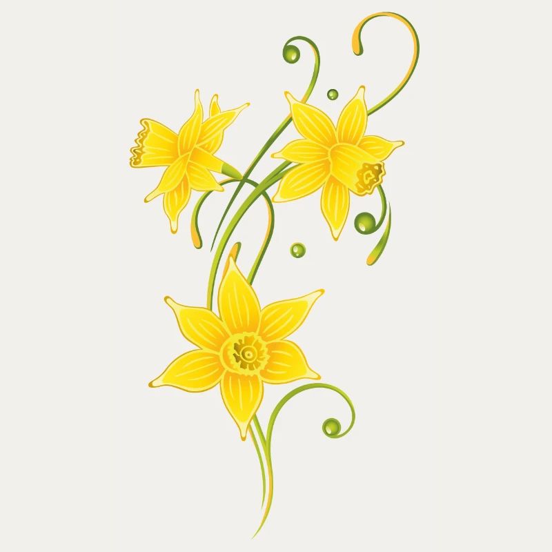 Vrille en filigrane avec des jonquilles. Pâques.