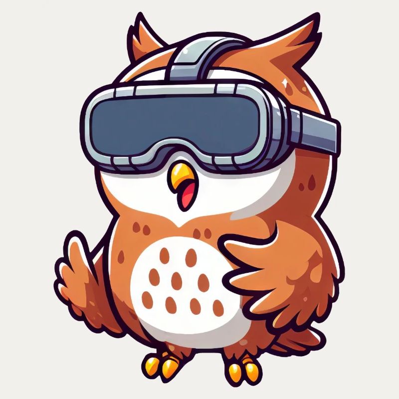 Cute Comic Owl with VR Glasses Virtual Reality