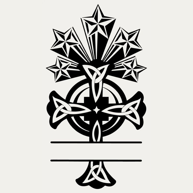 Monogramme cinq étoiles de croix celtique