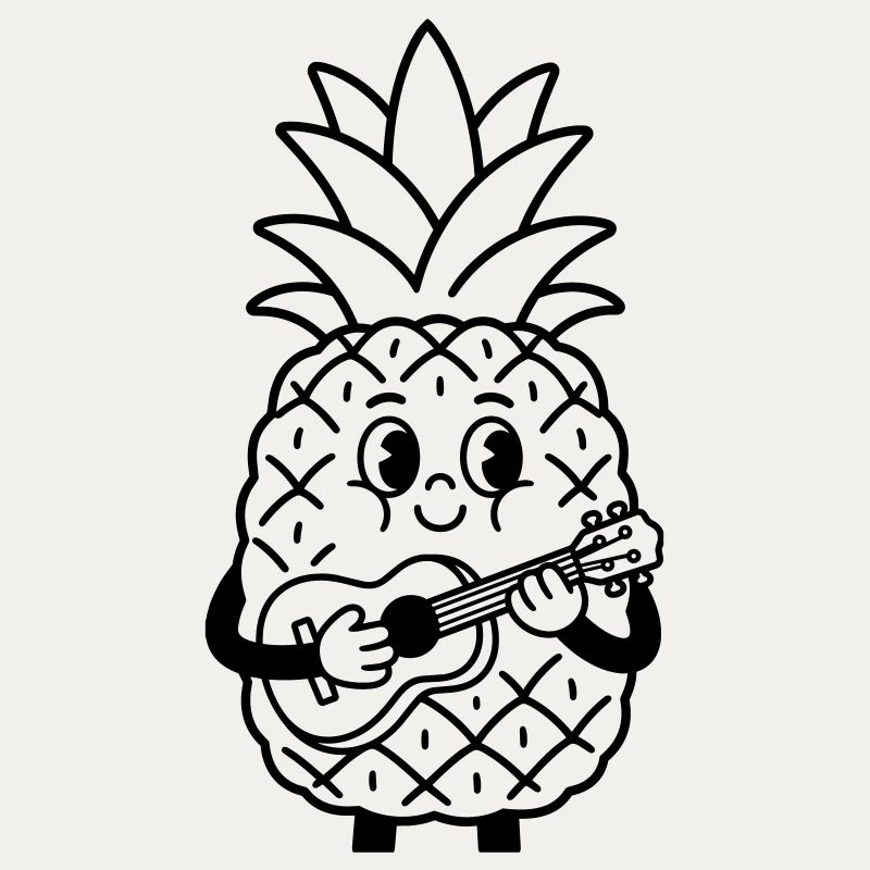 Ananas mit Ukulele
