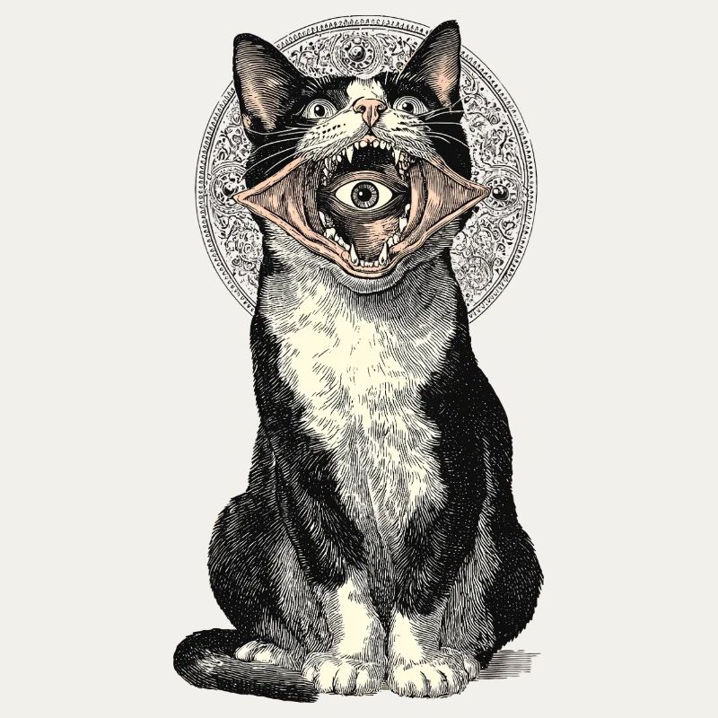 Mystical cat nightmare with an eye