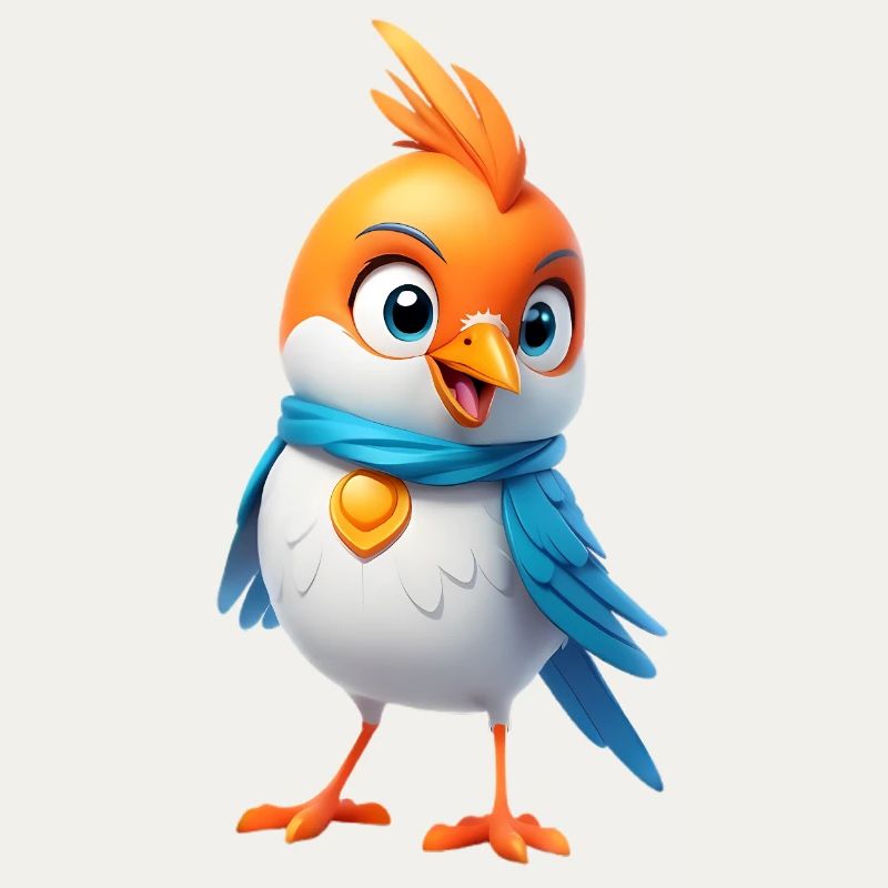 Oiseau coloré avec écharpe – Dessin de dessins animés