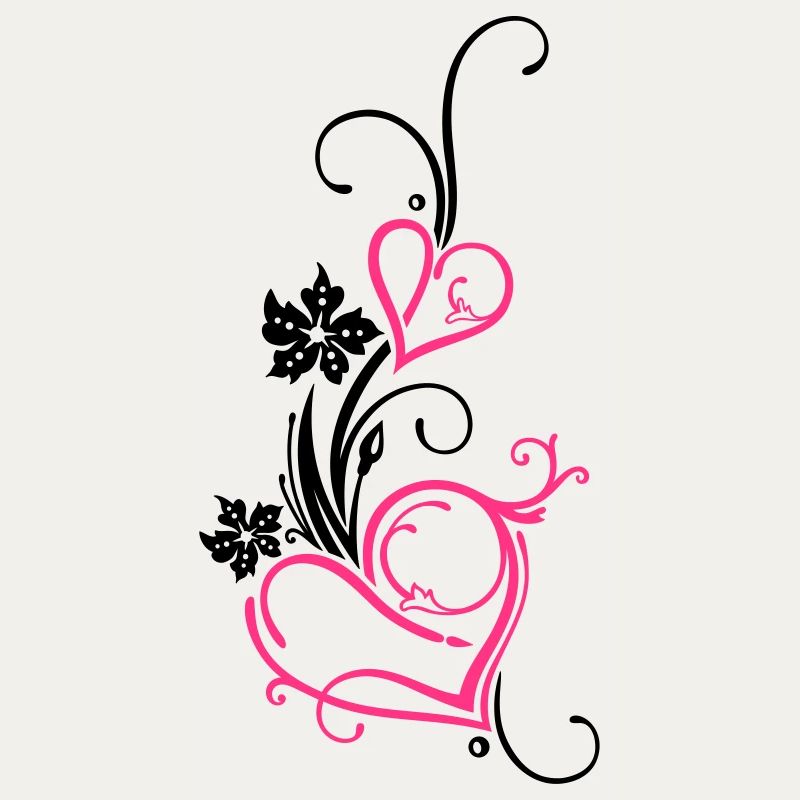 Two hearts with blossoms