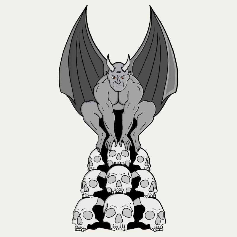 Gargoyle Dämon über Schädeln