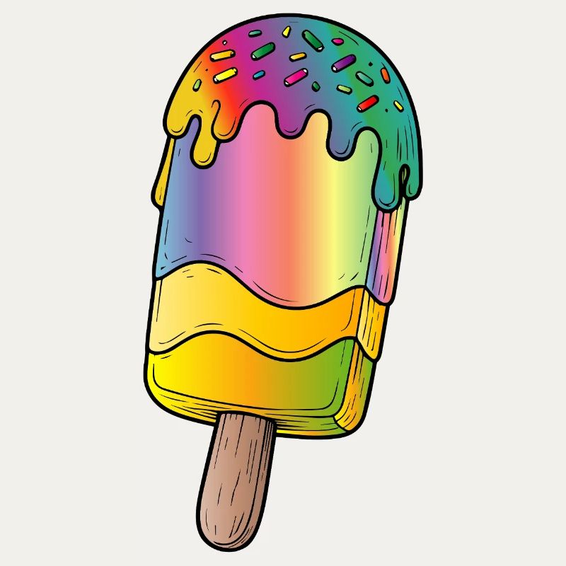 Regenbogen Eis am Stiel Cartoon Illustration 