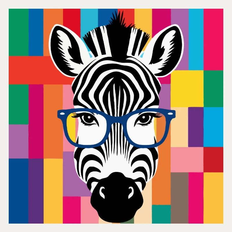Zebra Cool mit Brille Bunt