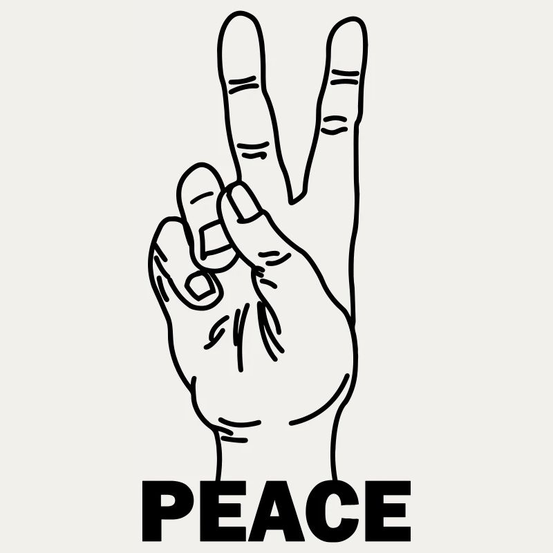 Hand gesture peace with peace text