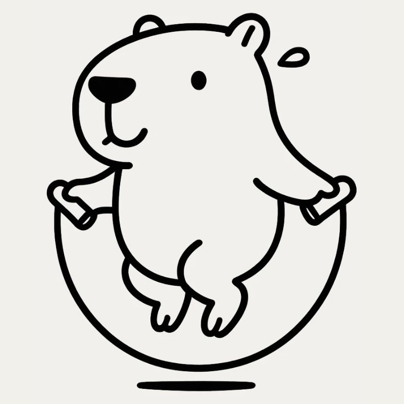 Capybara with skipping rope illustration
